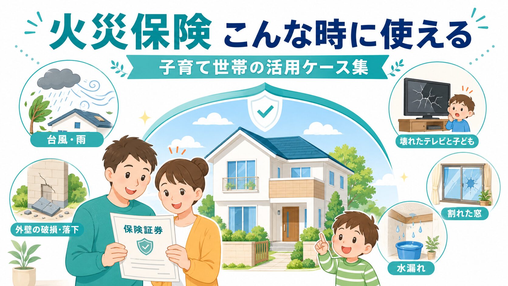 火災保険は何に使える？子育て世帯の活用ケース集｜補償される例・されない例と見直しポイント